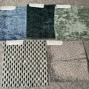 Lot of 5 Osborne Little Fabric Samples Nina Campbell Velvets Blue Green Crafts